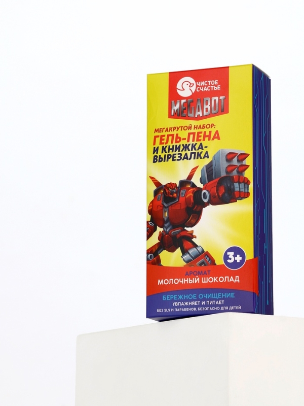 Набор детский  Набор детский "MEGABOT", гель-пена 250 мл, книжка-вырезалка А5