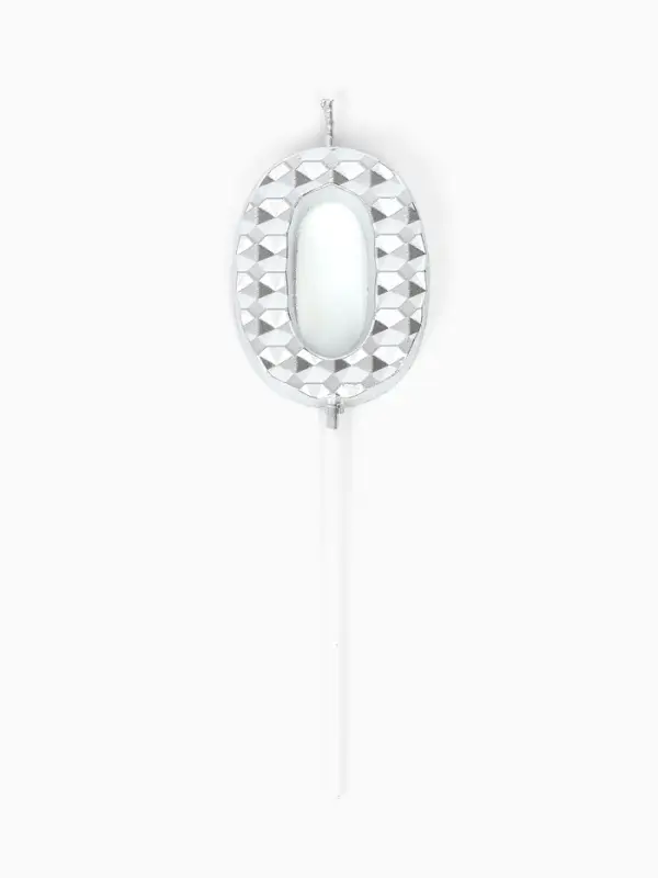 Свеча для торта &laquo;Элемент&raquo;, цифра "0" серебро