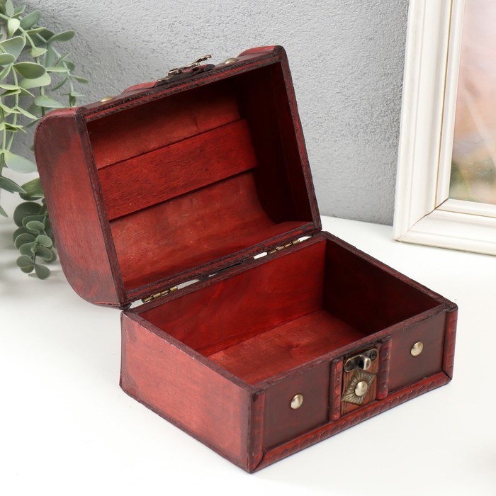 Шкатулка дерево  Шкатулка дерево "Ромб" набор 2 шт коричнево-красная 7,8х11,8х8 см 11х15,7х11,5 см