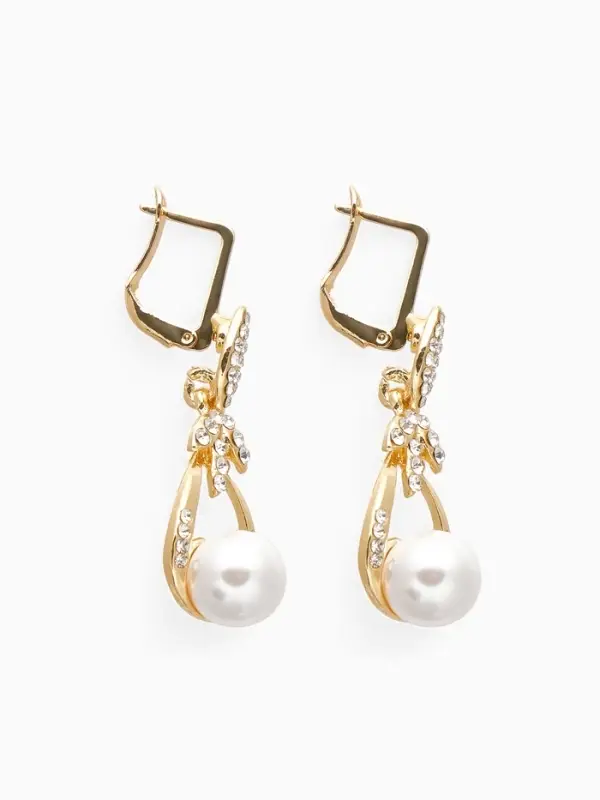 Серьги висячие &laquo;Жемчуг Грейс&raquo;, белые в золоте