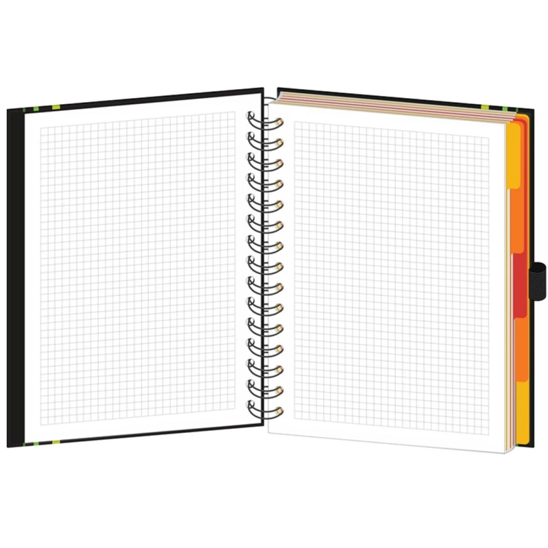 Бизнес-тетрадь Ambition 5,А5,150л,148х205,5разд,клет+лин,сер полос,0005