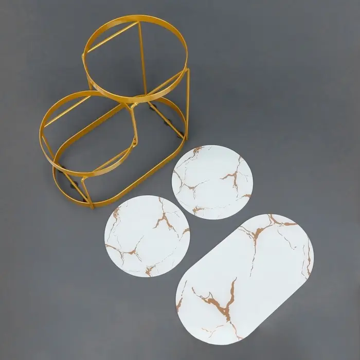 Органайзер для хранения, 3 секции, 30&times;17&times;26.5 см, цвет золотистый, белый