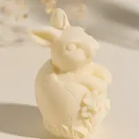 Свеча пасхальная "Заяц с цветами" 6х10 см, бежевый