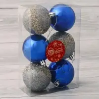 Ёлочные игрушки &laquo;Дорофея полосы блеск&raquo;, шары новогодние, d=6 см, набор 6 шт., МИКС