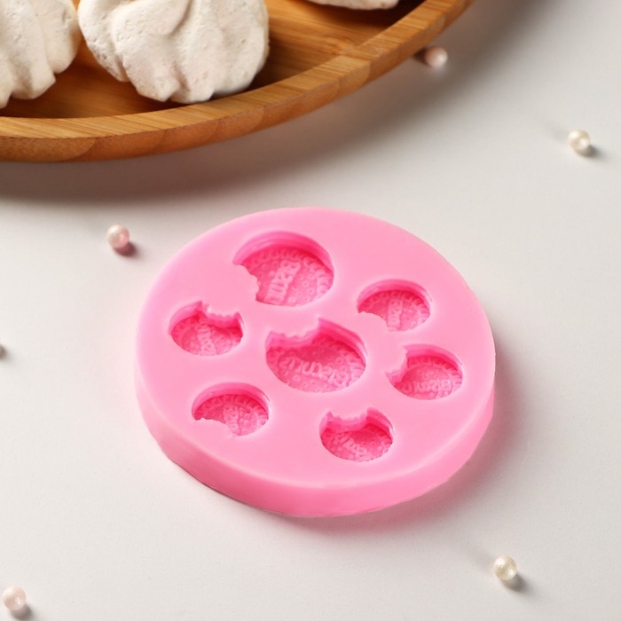 Молд «Бисквиты», силикон, d=8 см, цвет розовый