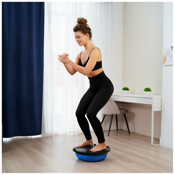 Полусфера BOSU гимнастическая ONLYTOP, массажная, с насосом, 46х20 см, цвет синий Полусфера BOSU гимнастическая ONLYTOP, массажная, с насосом, 46х20 см, цвет синий