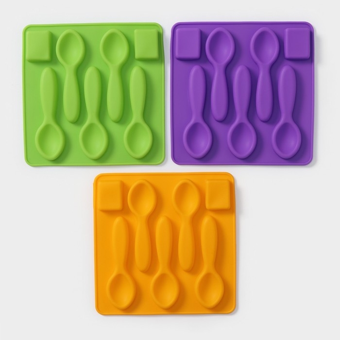 Форма для шоколада Доляна «Ложки большие», силикон, 17×1,2 см, 5 ячеек, цвет МИКС Форма для шоколада Доляна «Ложки большие», силикон, 17×1,2 см, 5 ячеек, цвет МИКС