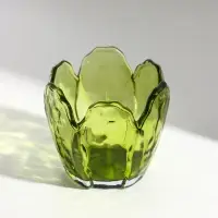 Подсвечник стекло на 1 свечу "Бутон" зелёный d=5 см 9,5х9,5х8,5 см