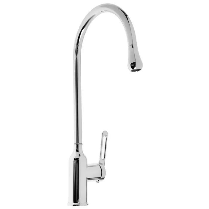 Смеситель для кухни ZEIN Z3745, &laquo;капелька&raquo;, однорычажный, высота излива 26 см, сатин