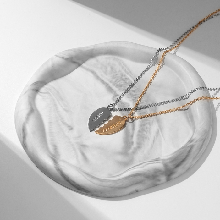 Кулоны «Неразлучники», бест-френдс, цвет серебристо-золотой, 45 см