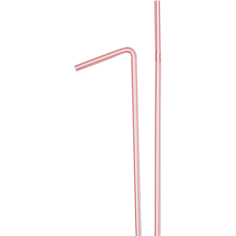 Трубочки для коктейля  210мм,d5мм,Полоски красно-белые, 250шт/уп
