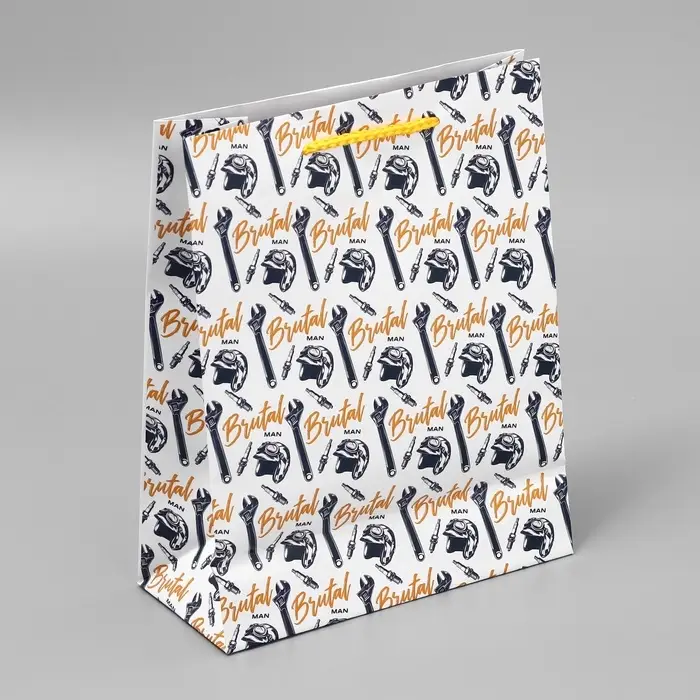Пакет подарочный ламинированный, упаковка, Brutal man, MS, 23 х 18 х 8 см