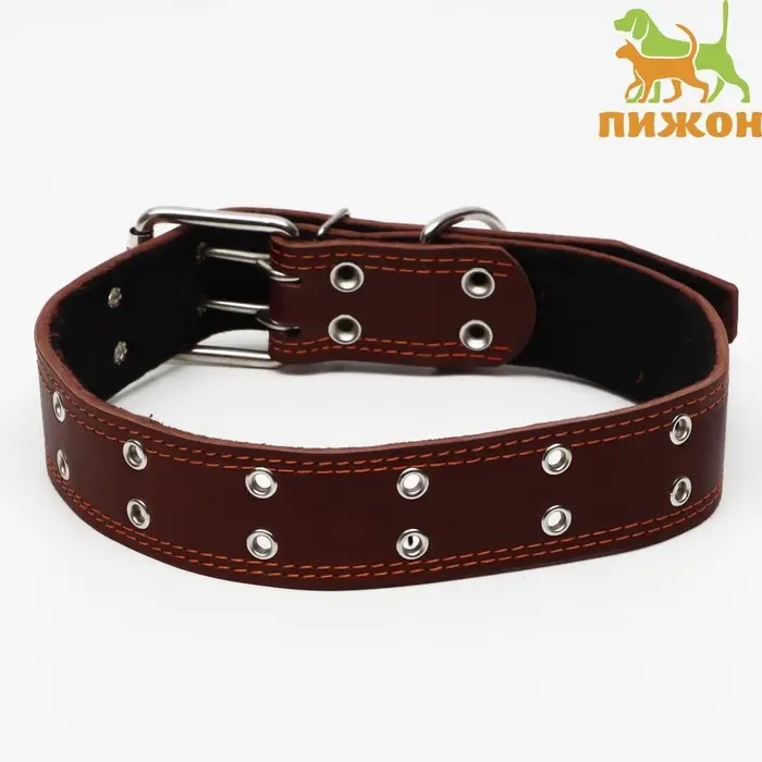 Ошейник безразмерный, 83&times;4.5 см, ОШ 20-71 см, на синтепоне, кожа, коричневый