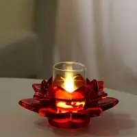 Стеклянный подсвечник на 1 свечу &laquo;Лотос&raquo;, красный, 5.5&times;10.5&times;10.5 см
