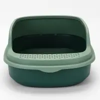 Лоток для кошек Фур-Мур 48×35.5 cм с высоким бортом + совок, Soft-touch, изумруд