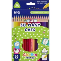 Карандаши цветные So Many Cats деревянные трехгранные, 36 цветов в наборе
