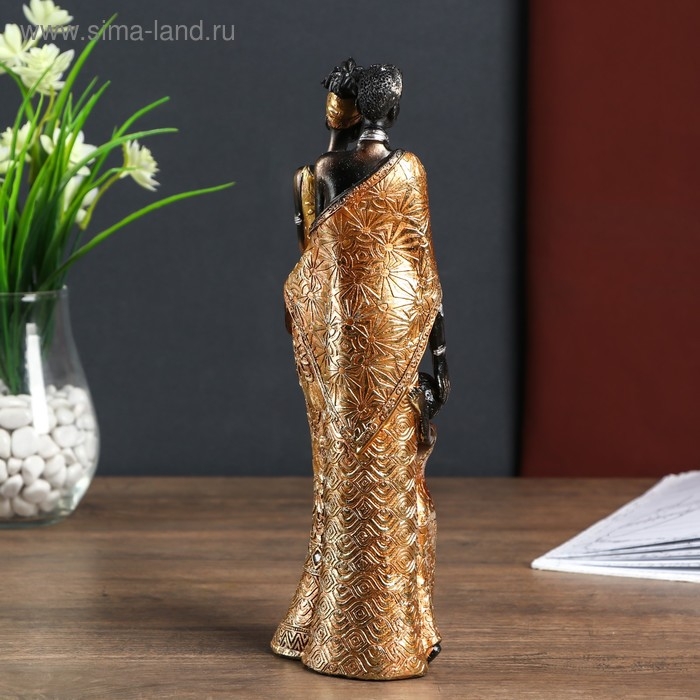 Сувенир полистоун  Сувенир полистоун "Африканская семья" наряд с золотыми узорами 30,5х7,4х10,2 см