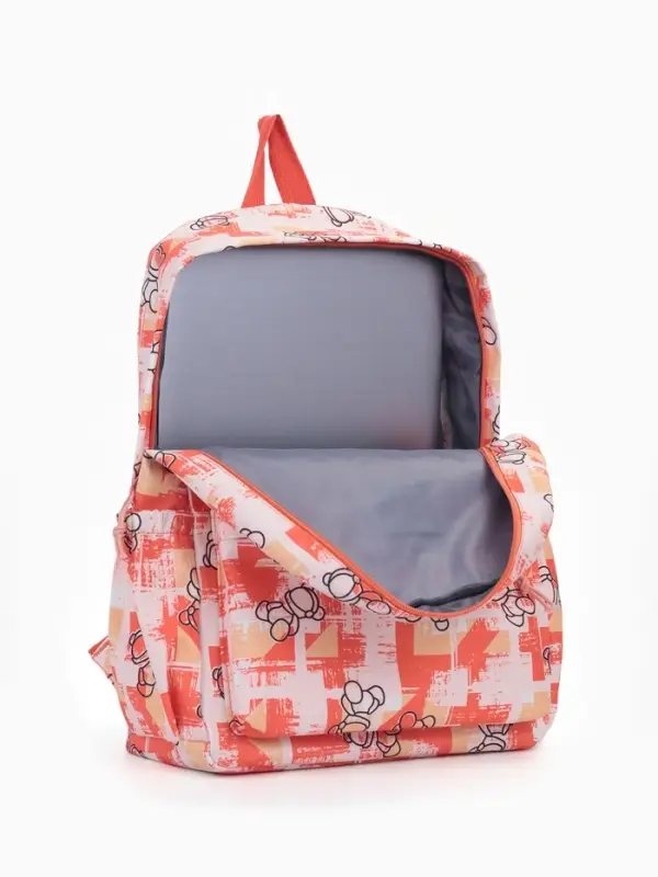 Рюкзак школьный на молнии, с карманами, с принтом, размер 28.5&times;12&times;41 см, оранжевый