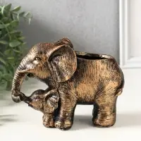 Подставка для мелочей &laquo;Слон со слонёнком&raquo;, 16&times;12&times;8 см, под бронзау