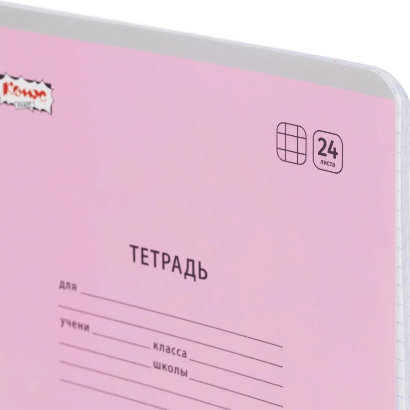 Тетрадь школьная Комус Класс А5 24 л клетка, Розовый 10 шт./уп