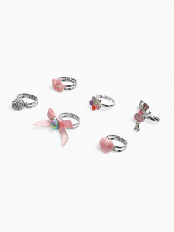 Кольца детские Кольца детские "Выбражулька" набор 6шт,балерина ассорти форма, цвет МИКС, б-р