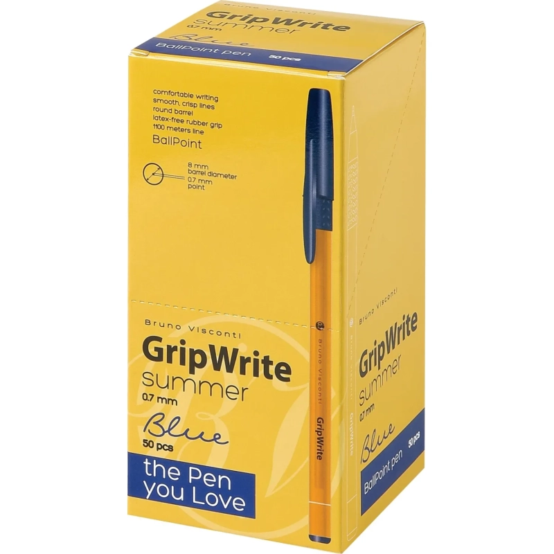 Ручка шариковая неавтомат. BV GripWrite Summer 0,7мм, синяя, 20-0326/07