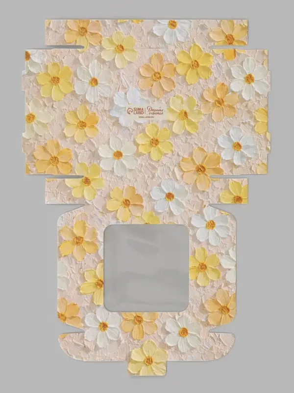 Коробка подарочная самосборная с окном &laquo;Цветы&raquo;, 13&times;13&times;3 см