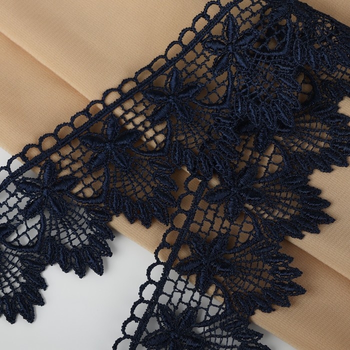 Кружево гипюровое, 49 мм × 11 ± 1 м, цвет тёмно-синий Кружево гипюровое, 49 мм × 11 ± 1 м, цвет тёмно-синий