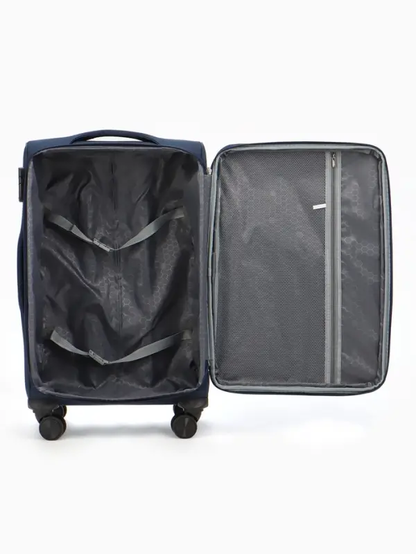 Чемодан на колёсах TEXTURA, кодовый замок, с увеличением, 42&times;26&times;68 см, 24", синий