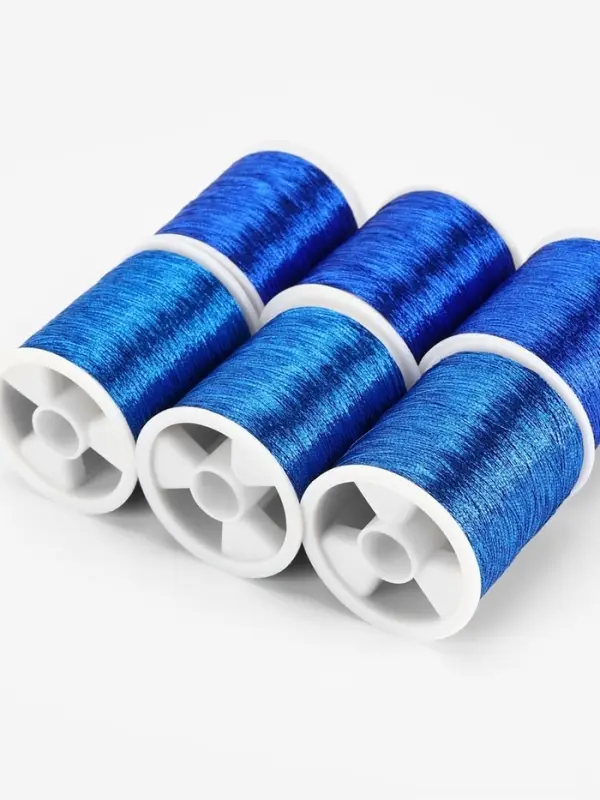 Нитки металлизированные, 91&plusmn;1 м, набор 6 шт., синие
