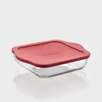Форма для запекания Paşabah&ccedil;e Borcam, 2 л, 25.6&times;22 см, с крышкой, квадратная, жаропрочное стекло, прозрачная