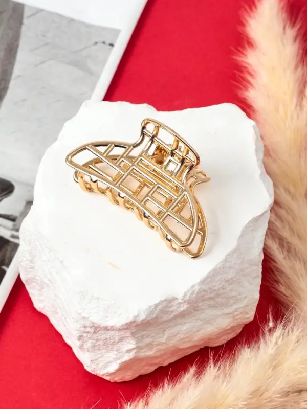 Крабик для волос &laquo;Кара&raquo;, сеточка, 5 см, золотистый