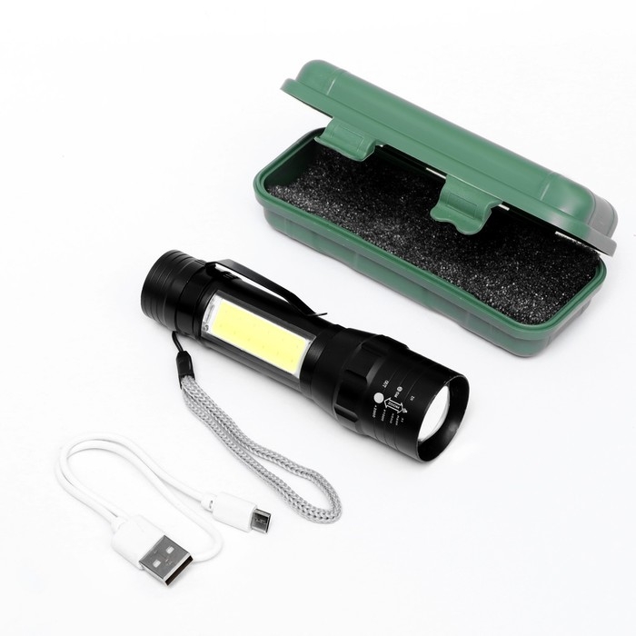 Фонарь ручной аккумуляторный, 7 Вт, 200 лм, Т6, zoom, 1200 мАч, 3 режима, 12 x 3.5 см Фонарь ручной аккумуляторный, 7 Вт, 200 лм, Т6, zoom, 1200 мАч, 3 режима, 12 x 3.5 см