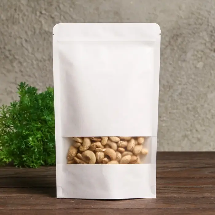 Пакет Zip-lock Крафт, белый, с прямоугольным окном 16&times;26 см