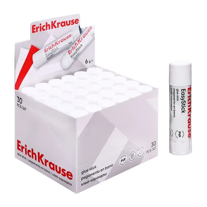 Клей-карандаш ErichKrause Standard, 6 г, быстрое склеивание Клей-карандаш ErichKrause Standard, 6 г, быстрое склеивание