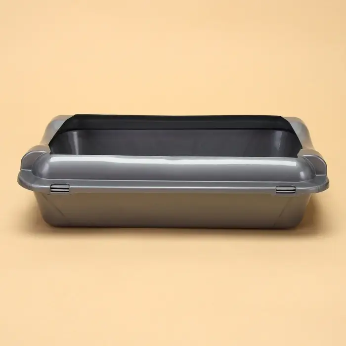 Туалет для кошек, 36&times;26&times;9 с, средний, с бортом, пластик, серебристый