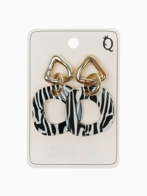 Серьги акриловые &laquo;Зебра&raquo;, цепи, чёрно-белые в золоте