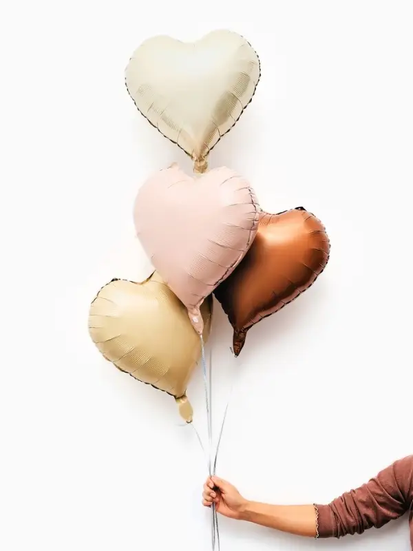Воздушные шары фольгированные 17" "Сердце" цвет розовый сатин, набор 5 штук