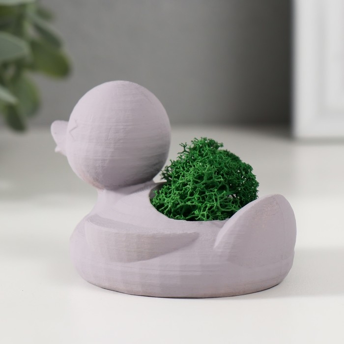 Кашпо бетонное Кашпо бетонное "Утка" 6х8х5,5 см серая со мхом (мох зеленый стабилизированный)