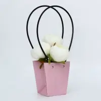 Сумка для цветов тиснение пудра влагостойкая, 12&times;12 - 8&times;8 - 12.5 см