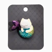 Брошь "Кошечка-русалка", цветная в золоте