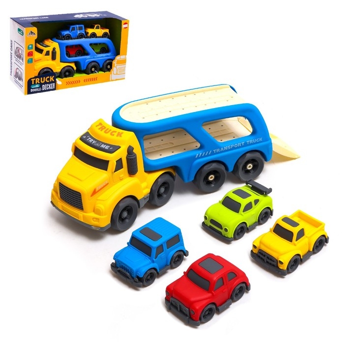 Грузовик инерционный TRUCK, с 4 машинками, световые и звуковые эффекты Грузовик инерционный TRUCK, с 4 машинками, световые и звуковые эффекты