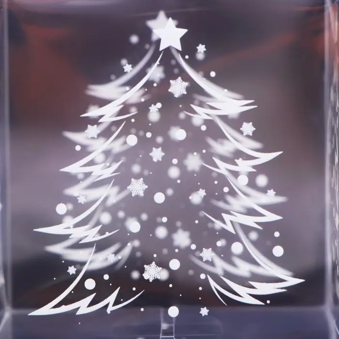 Коробка подарочная новогодняя складная ПВХ «Ёлочка» 7×7×7 см