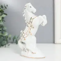 Фигурка керамика &laquo;Белый конь на дыбах&raquo;, с золотом, 15 см