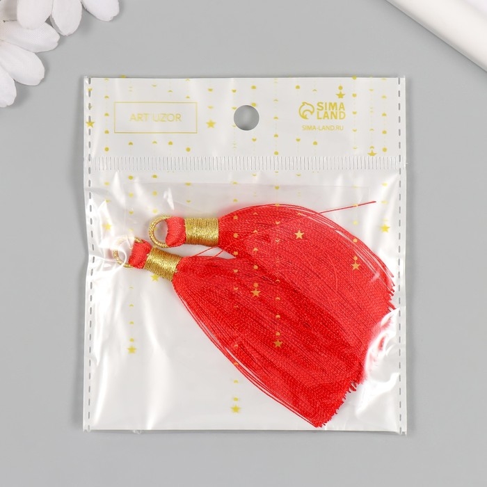 Декор для творчества текстиль Декор для творчества текстиль "Кисть. Оливия" красный набор 2 шт 8х1,2 см