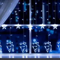 Гирлянда &laquo;Бахрома&raquo; 2.4&times;0.9 м с насадками &laquo;Олень&raquo;, IP20, прозрачная нить, 138 LED, свечение белое, 8 режимов, 220 В