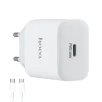 Сетевое зарядное устройство с кабелем Type-C на Type-C PD30W C76A Pro HOCO белое