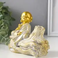 Подставка для благовоний &laquo;Хотей на коряге&raquo;, стелющийся дым, беж с патиной, 12.5&times;5.5&times;10.5 см