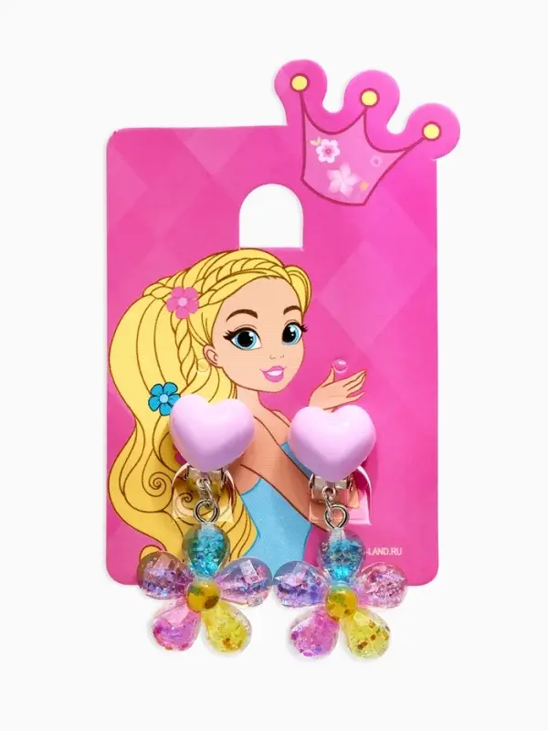 Серьги-клипсы детские Выбражулька «Цветок», сияющие, цветные