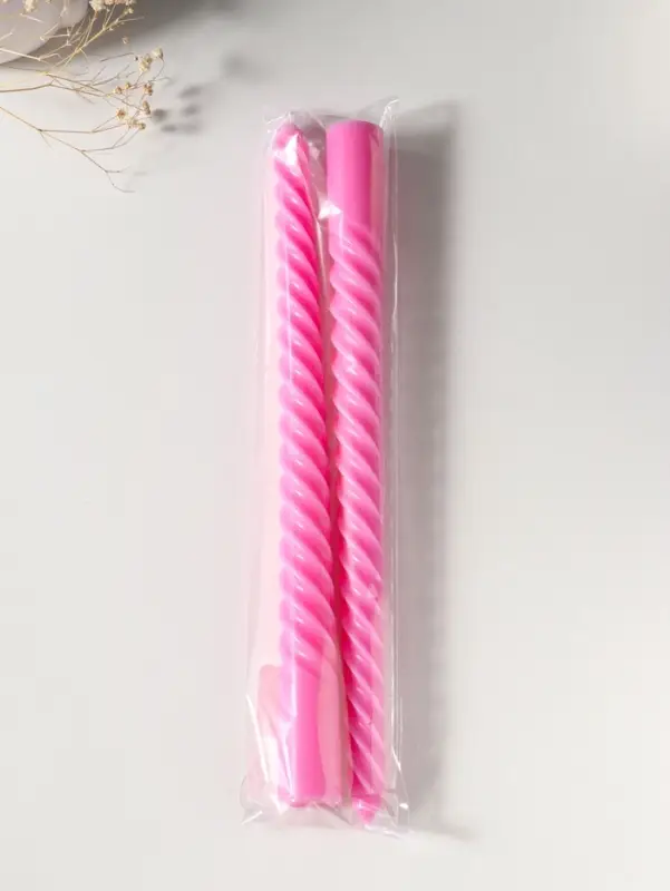 Набор свечей витых 25 см, 2 шт., 57 г, 5 ч, розовый